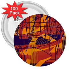 Orange High Art 3  Buttons (100 Pack) 