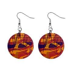 Orange High Art Mini Button Earrings