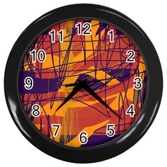 Orange High Art Wall Clocks (black) by Valentinaart