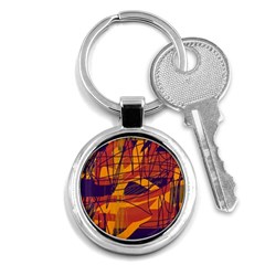 Orange High Art Key Chains (round)  by Valentinaart