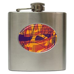 Orange High Art Hip Flask (6 Oz)