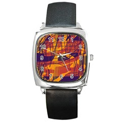 Orange High Art Square Metal Watch