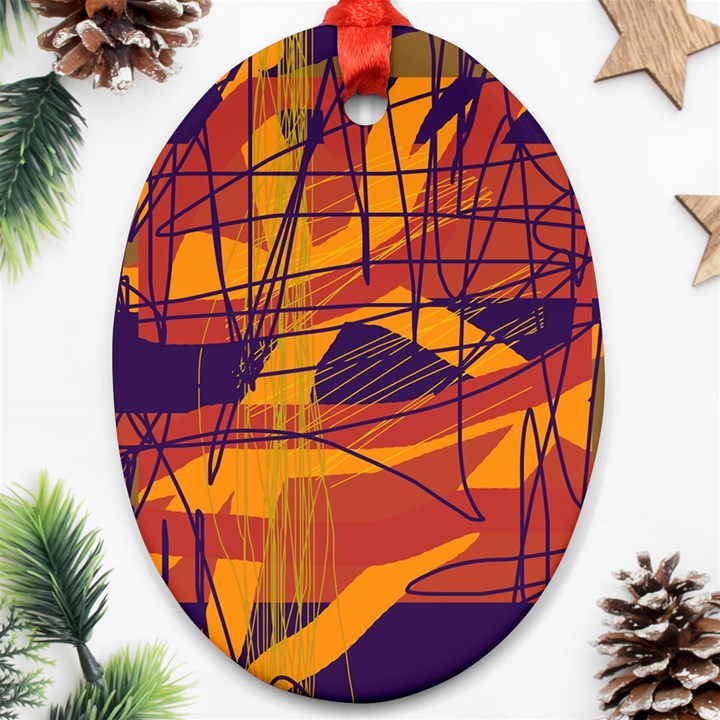 Orange high art Oval Ornament (Two Sides)