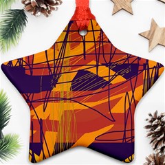 Orange High Art Star Ornament (two Sides) 