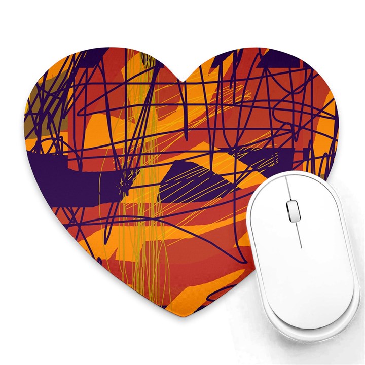 Orange high art Heart Mousepads