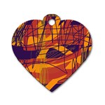 Orange high art Dog Tag Heart (Two Sides) Front