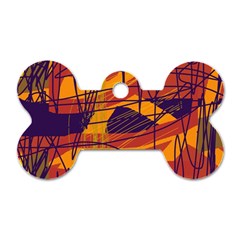 Orange High Art Dog Tag Bone (one Side)