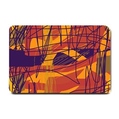 Orange High Art Small Doormat  by Valentinaart