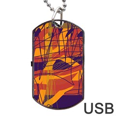 Orange High Art Dog Tag Usb Flash (one Side)