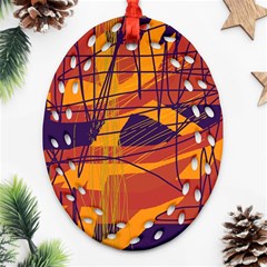 Orange High Art Oval Filigree Ornament (2-side) 