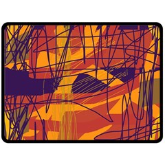 Orange High Art Double Sided Fleece Blanket (large) 