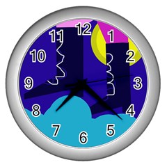 Walking On The Clouds  Wall Clocks (silver) 