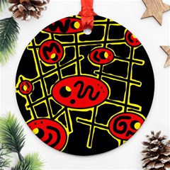 Red And Yellow Hot Design Ornament (round) 