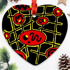 Red And Yellow Hot Design Ornament (heart) 