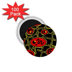 Red And Yellow Hot Design 1 75  Magnets (100 Pack) 