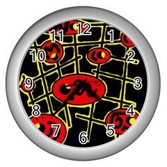 Red And Yellow Hot Design Wall Clocks (silver) 