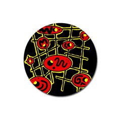 Red And Yellow Hot Design Magnet 3  (round)