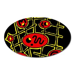 Red And Yellow Hot Design Oval Magnet by Valentinaart