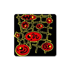 Red And Yellow Hot Design Square Magnet