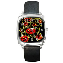 Red And Yellow Hot Design Square Metal Watch