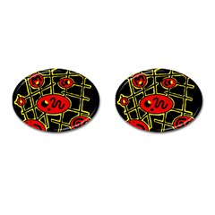 Red And Yellow Hot Design Cufflinks (oval)