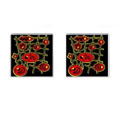 Red And Yellow Hot Design Cufflinks (square)