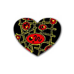 Red And Yellow Hot Design Heart Coaster (4 Pack) 