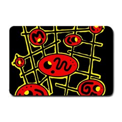 Red And Yellow Hot Design Small Doormat  by Valentinaart