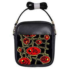 Red And Yellow Hot Design Girls Sling Bags by Valentinaart