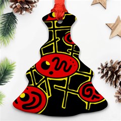 Red And Yellow Hot Design Ornament (christmas Tree)