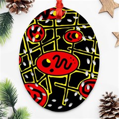 Red And Yellow Hot Design Oval Filigree Ornament (2-side) 