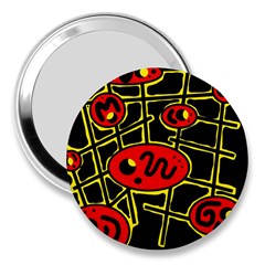 Red And Yellow Hot Design 3  Handbag Mirrors