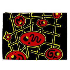 Red And Yellow Hot Design Cosmetic Bag (xxl)  by Valentinaart