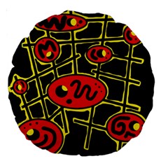 Red And Yellow Hot Design Large 18  Premium Round Cushions