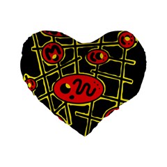 Red And Yellow Hot Design Standard 16  Premium Heart Shape Cushions