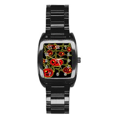 Red And Yellow Hot Design Stainless Steel Barrel Watch