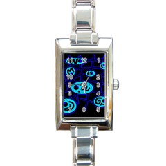 Blue Decorative Design Rectangle Italian Charm Watch