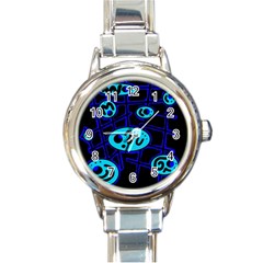 Blue Decorative Design Round Italian Charm Watch