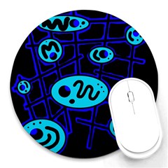 Blue Decorative Design Round Mousepads by Valentinaart