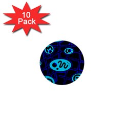 Blue Decorative Design 1  Mini Magnet (10 Pack)  by Valentinaart