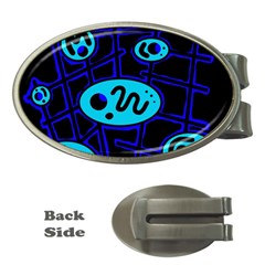 Blue Decorative Design Money Clips (oval) 