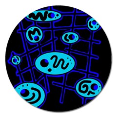 Blue Decorative Design Magnet 5  (round) by Valentinaart