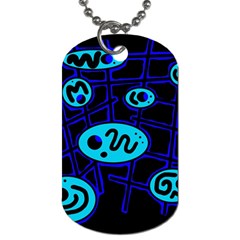 Blue Decorative Design Dog Tag (one Side)