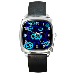 Blue Decorative Design Square Metal Watch