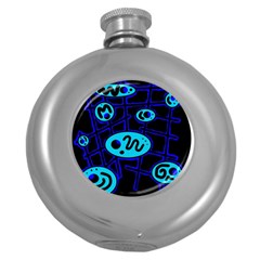 Blue Decorative Design Round Hip Flask (5 Oz) by Valentinaart