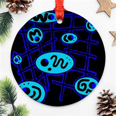 Blue Decorative Design Round Ornament (two Sides)  by Valentinaart