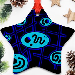 Blue Decorative Design Star Ornament (two Sides) 