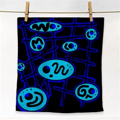 Blue Decorative Design Face Towel