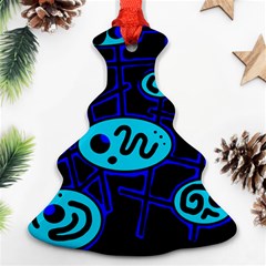 Blue Decorative Design Christmas Tree Ornament (2 Sides) by Valentinaart