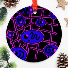 Blue And Magenta Abstraction Ornament (round) 